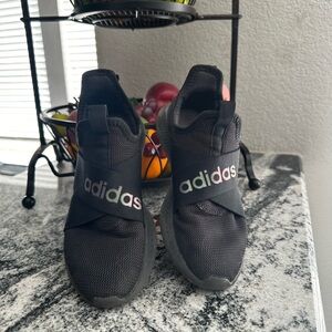 Adidas Black Slip-On Sneakers with Multicolor Logo